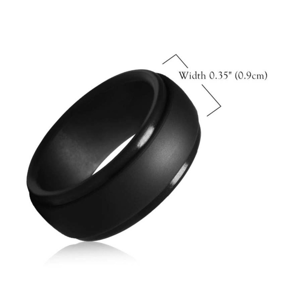 Black Silicone Rubber Wedding Band - Picture 4 of 5